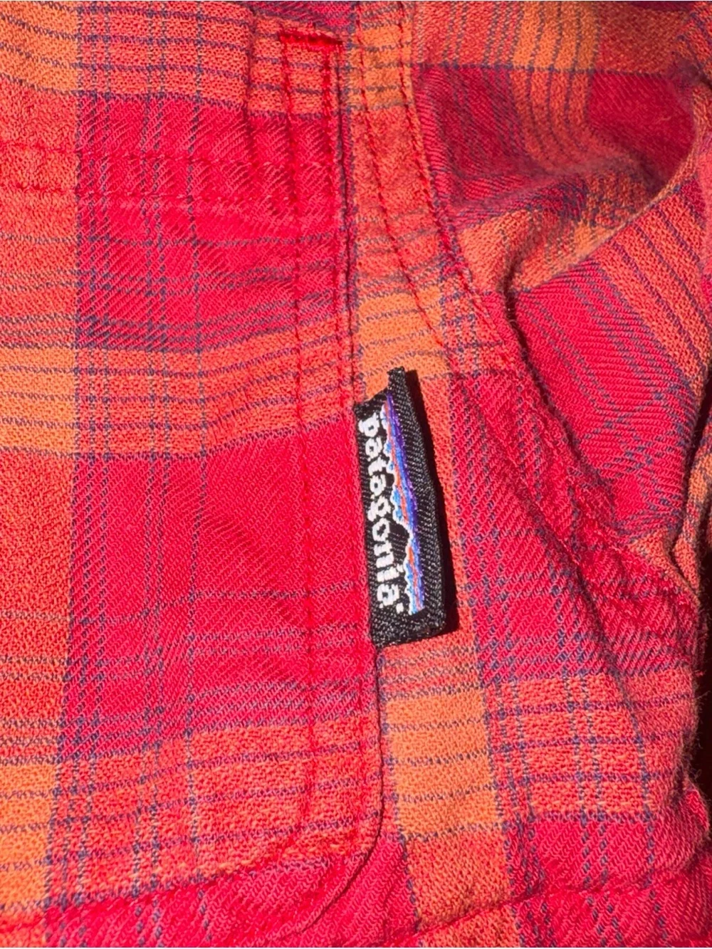 Patagonia Girls' Red and Orange Plaid Hooded Dress